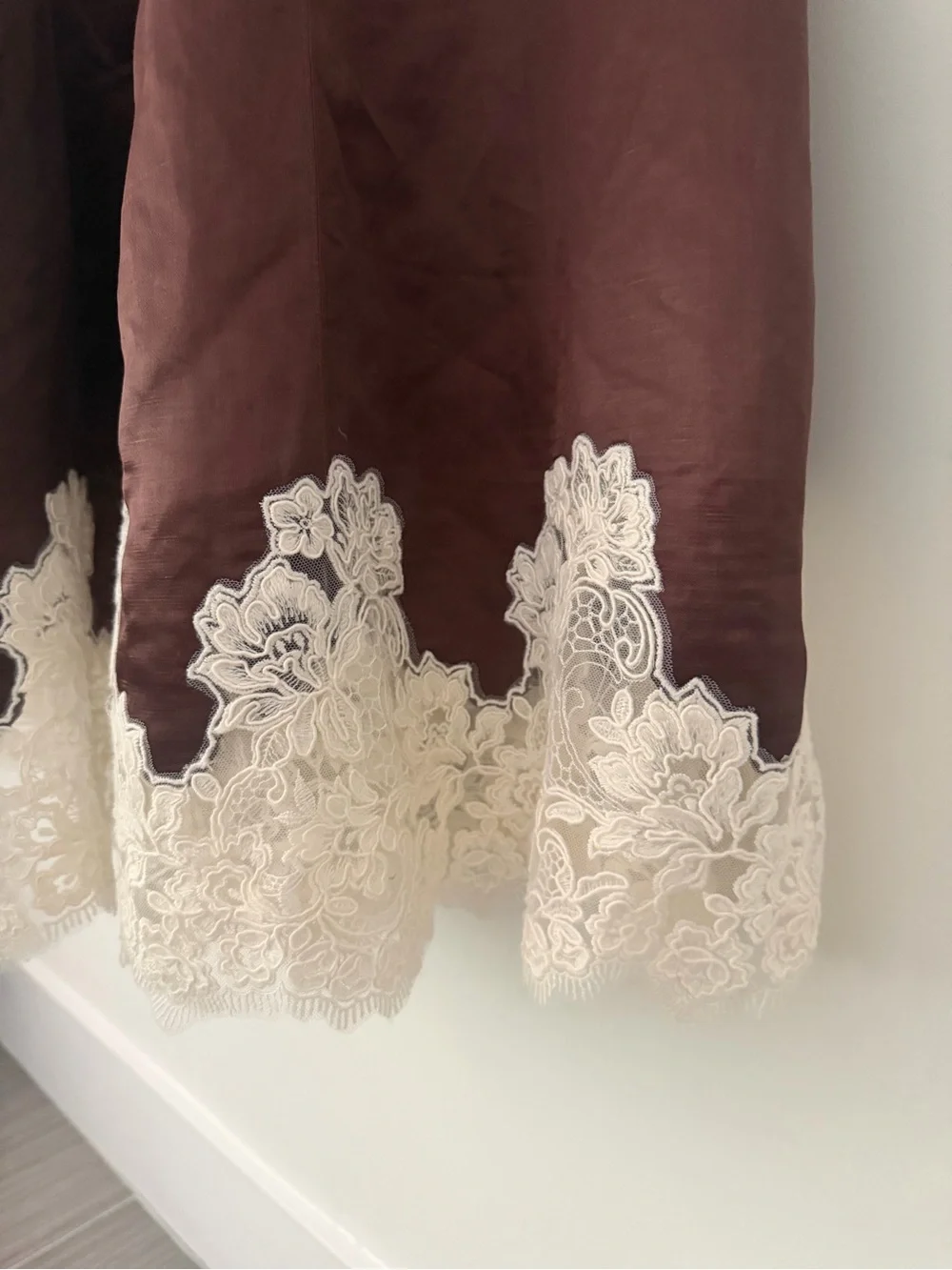 Camila Coelho Anahi Maxi Dress in Chocolate with Ivory Lace